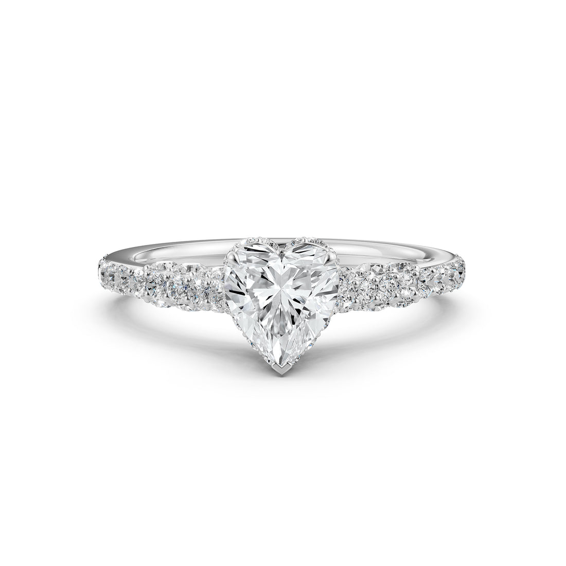 Heart Women's Lab Grown Diamond Engagement Pave Set Ring