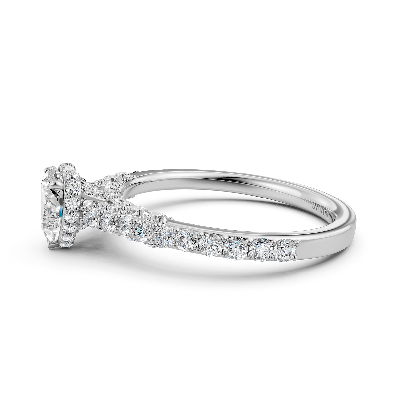 Round Lab Grown Diamond Engagement Pave Set Ring 1.15 Ctw