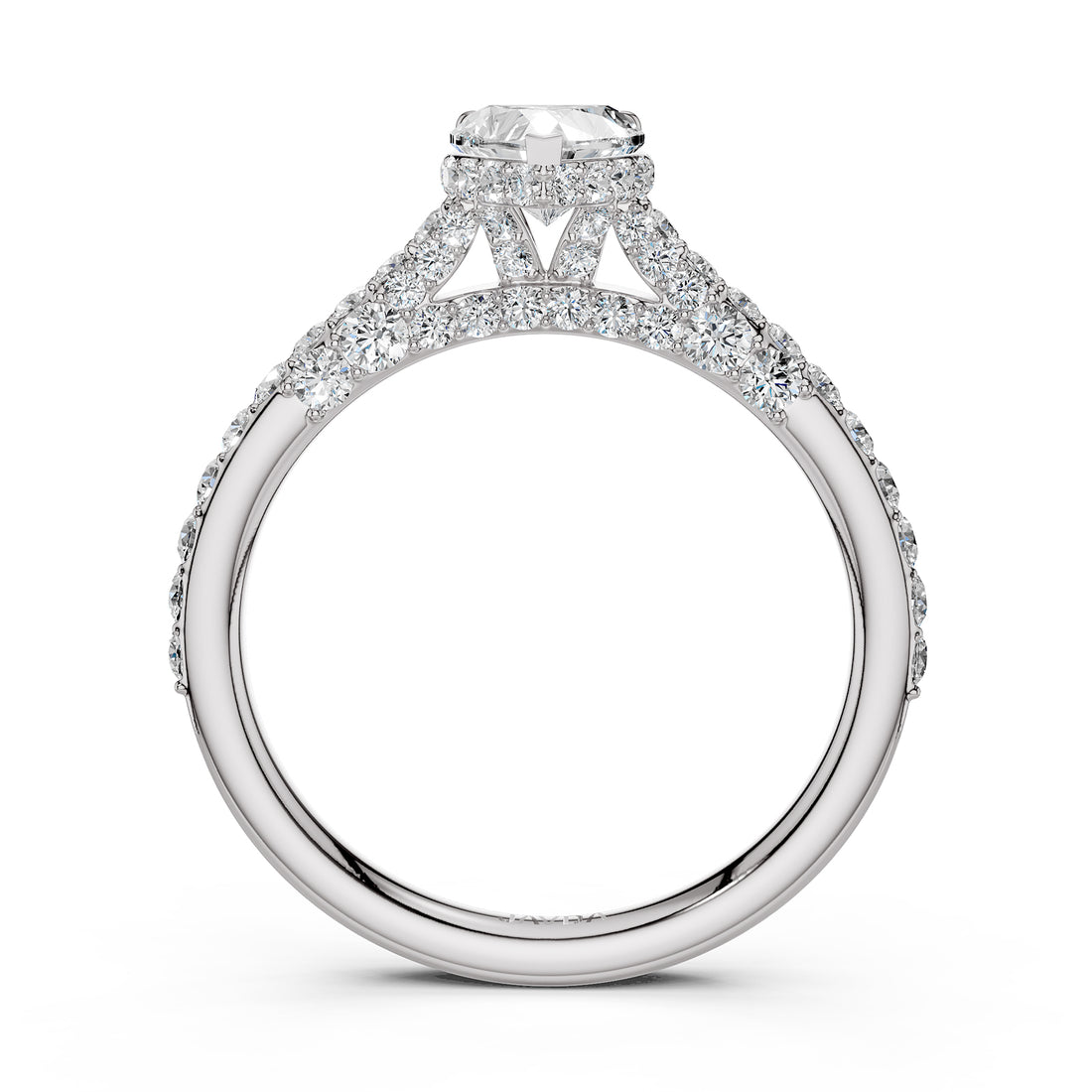 Round Lab Grown Diamond Engagement Pave Set Ring 1.15 Ctw