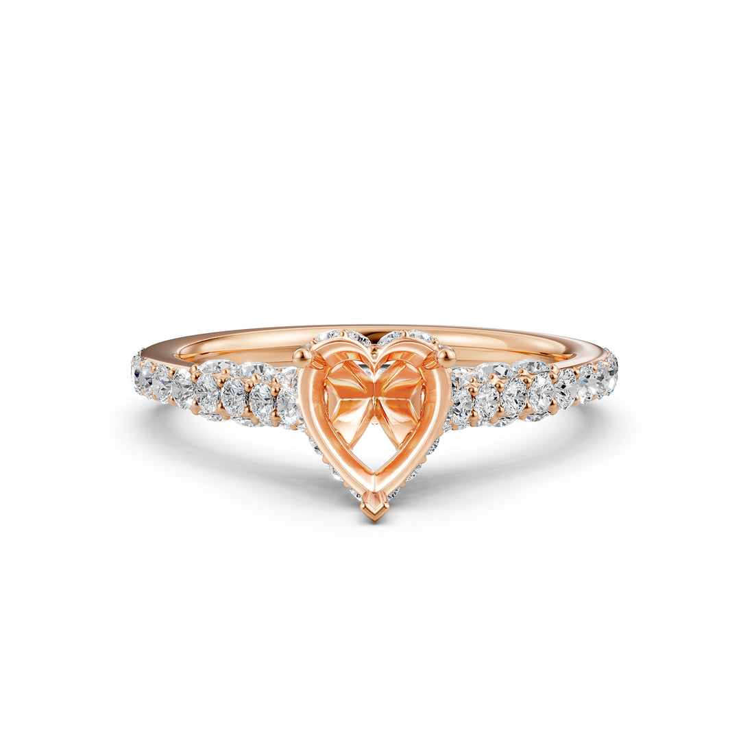 Round Lab Grown Diamond Pave Engagement Ring Semi Mount | 0.65 Ct | R21902R