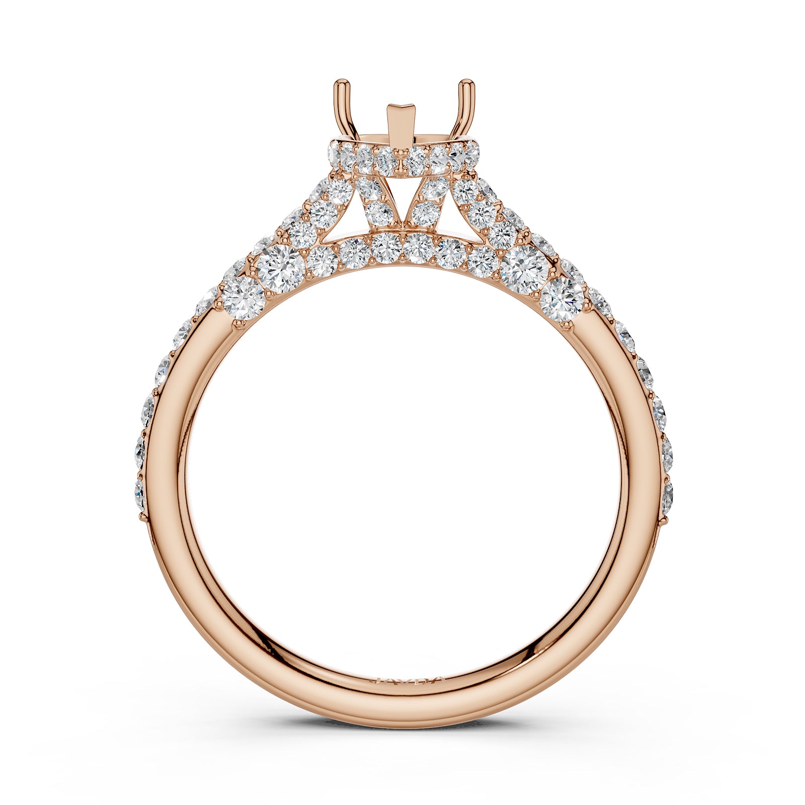 Round Lab Grown Diamond Pave Engagement Ring Semi Mount | 0.65 Ct | R21902R