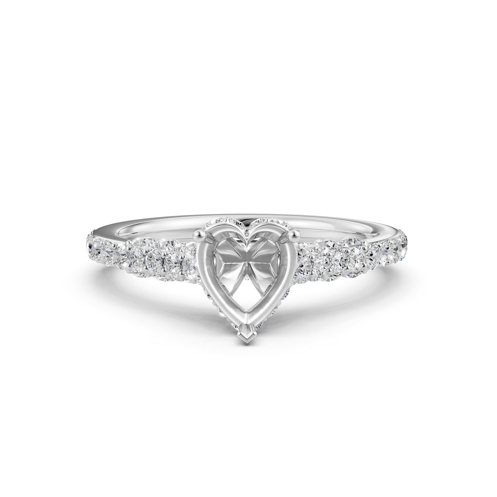 Round Lab Grown Diamond Pave Engagement Ring Semi Mount | 0.65 Ct | R21902R