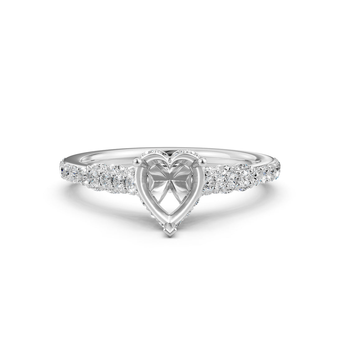 Round Lab Grown Diamond Pave Engagement Ring Semi Mount | 0.65 Ct | R21902R