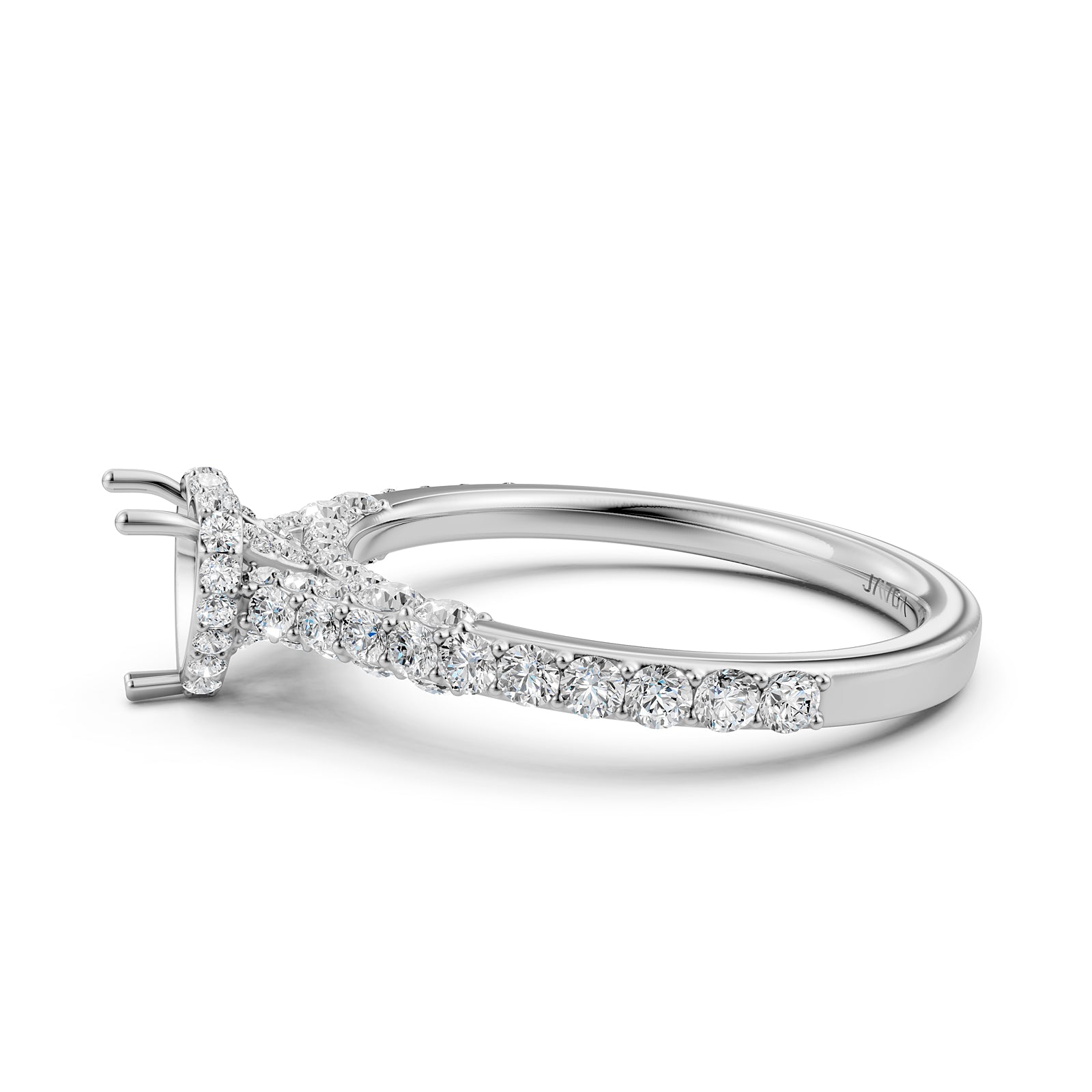 Round Lab Grown Diamond Pave Engagement Ring Semi Mount | 0.65 Ct | R21902R