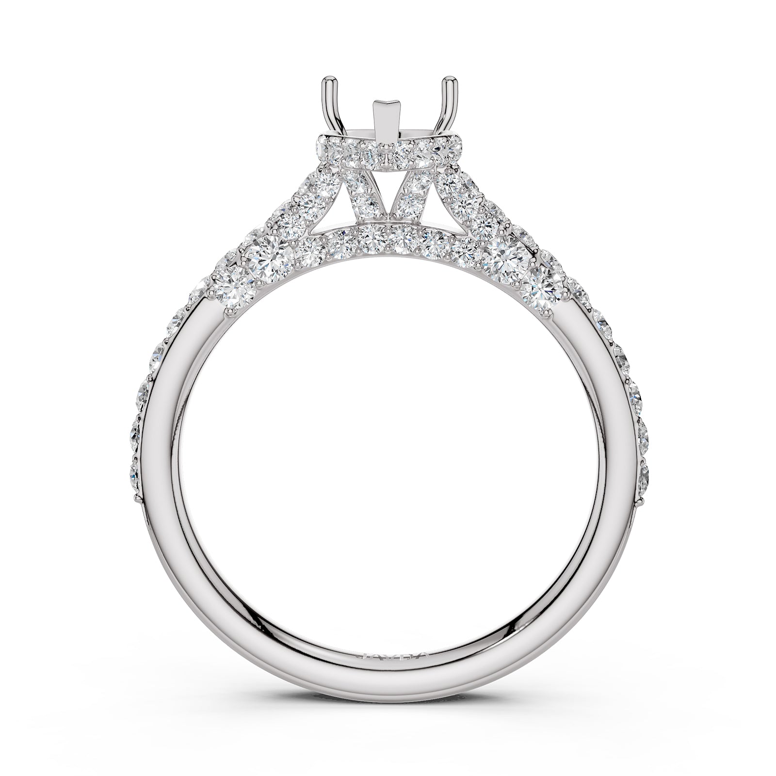 Round Lab Grown Diamond Pave Engagement Ring Semi Mount | 0.65 Ct | R21902R