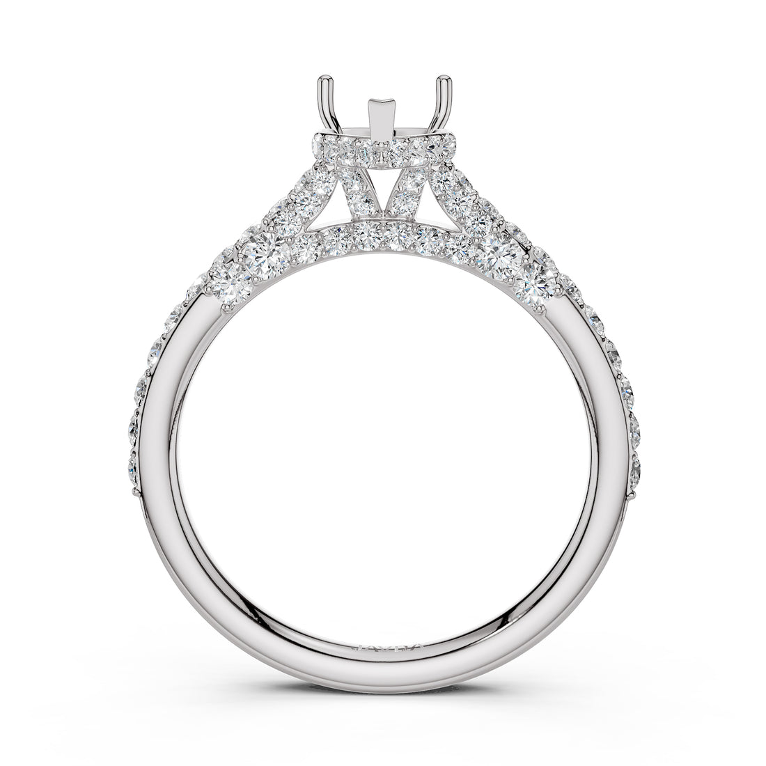 Round Lab Grown Diamond Pave Engagement Ring Semi Mount | 0.65 Ct | R21902R