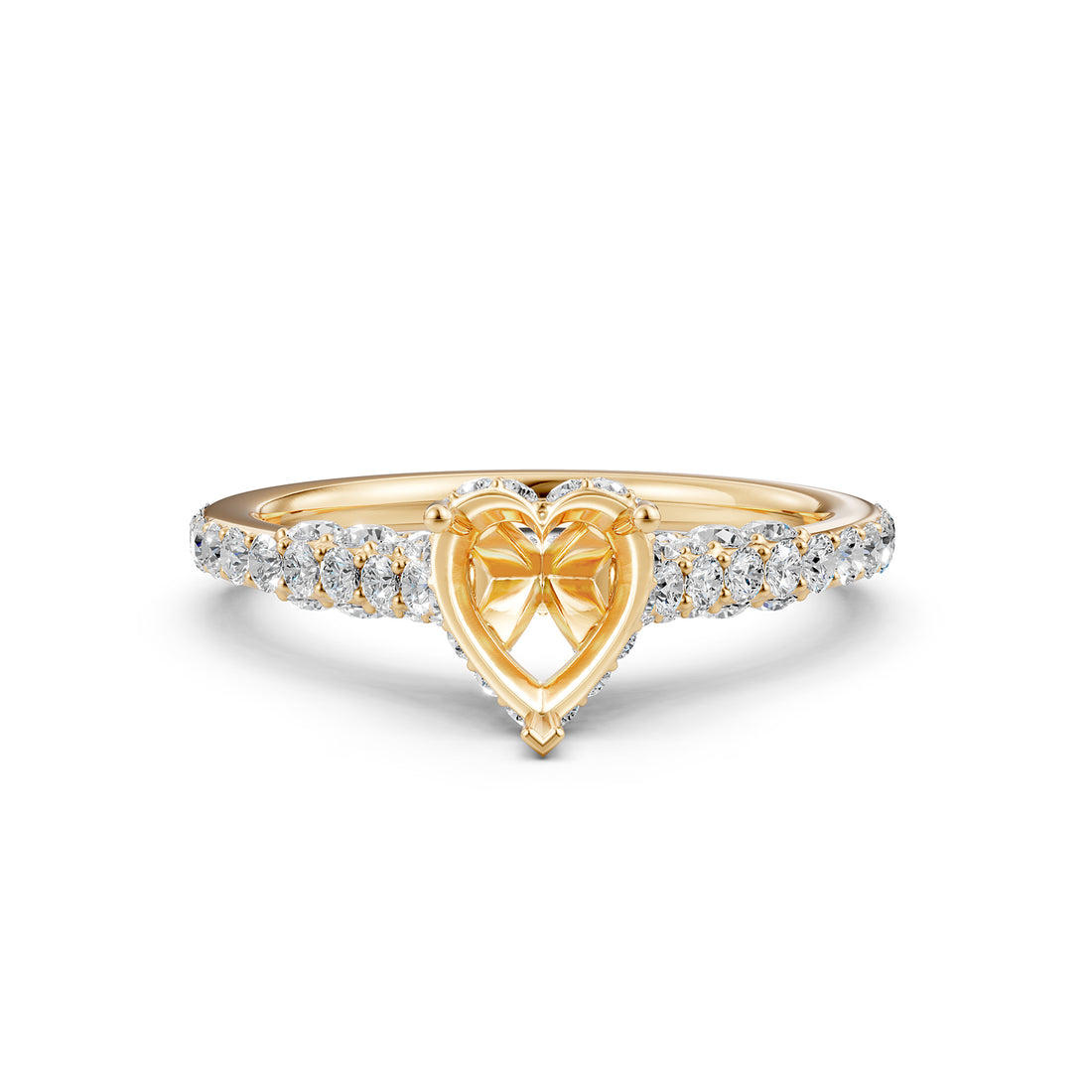 Round Lab Grown Diamond Pave Engagement Ring Semi Mount | 0.65 Ct | R21902R