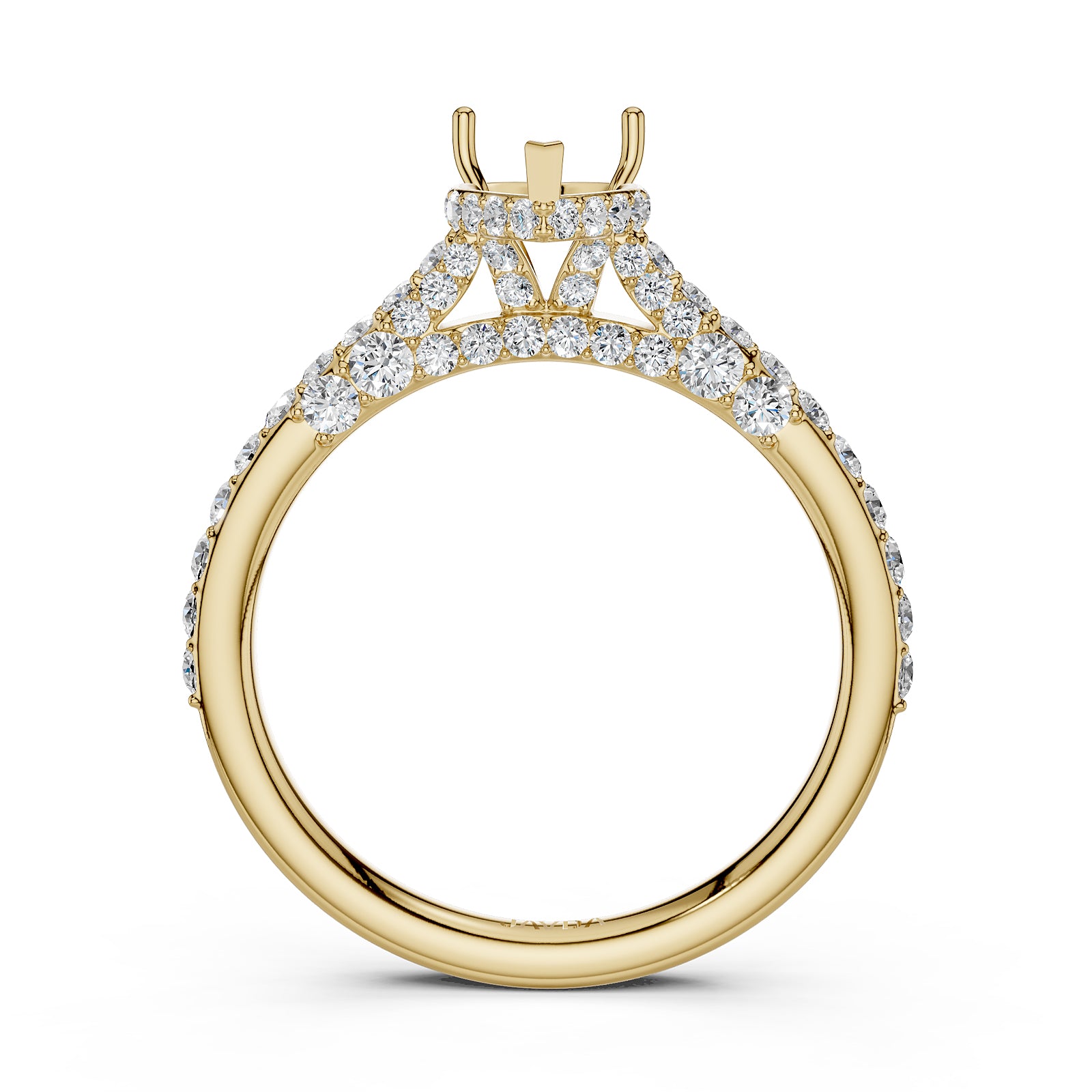 Round Lab Grown Diamond Pave Engagement Ring Semi Mount | 0.65 Ct | R21902R