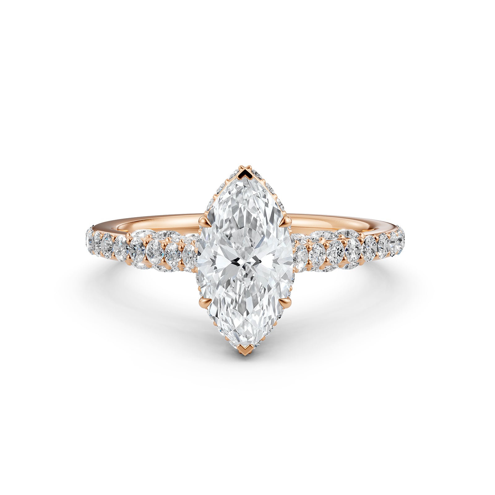 Round Lab Grown Diamond Engagement Pave Set Ring 1.15 Ctw