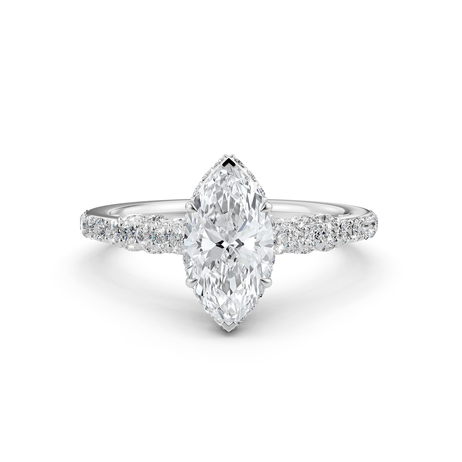 Marquise Women's Lab Grown Diamond Engagement Pave Set Ring