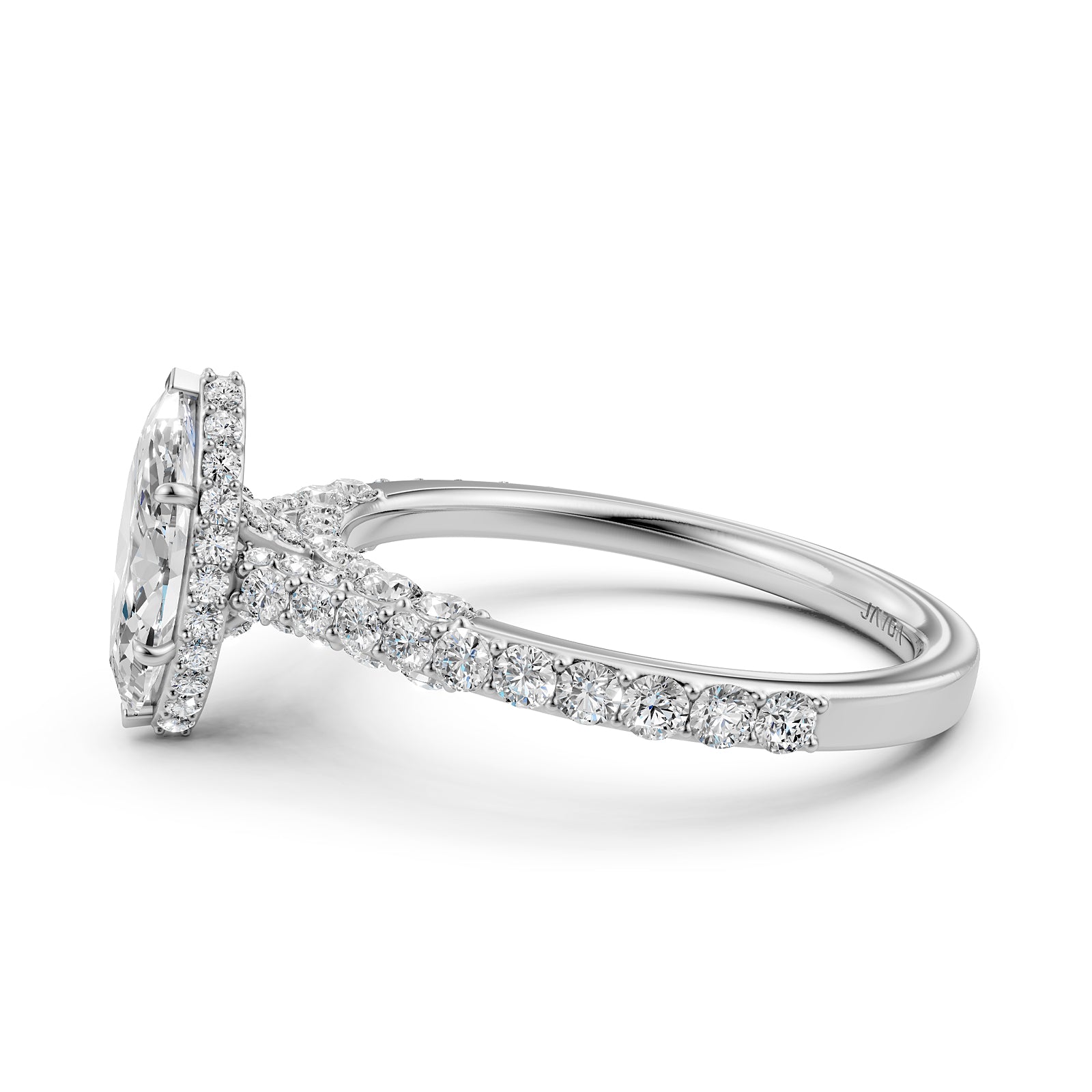 Round Lab Grown Diamond Engagement Pave Set Ring 1.15 Ctw