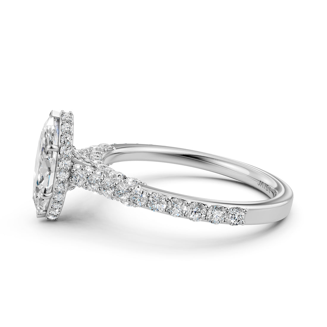 Round Lab Grown Diamond Engagement Pave Set Ring 1.15 Ctw