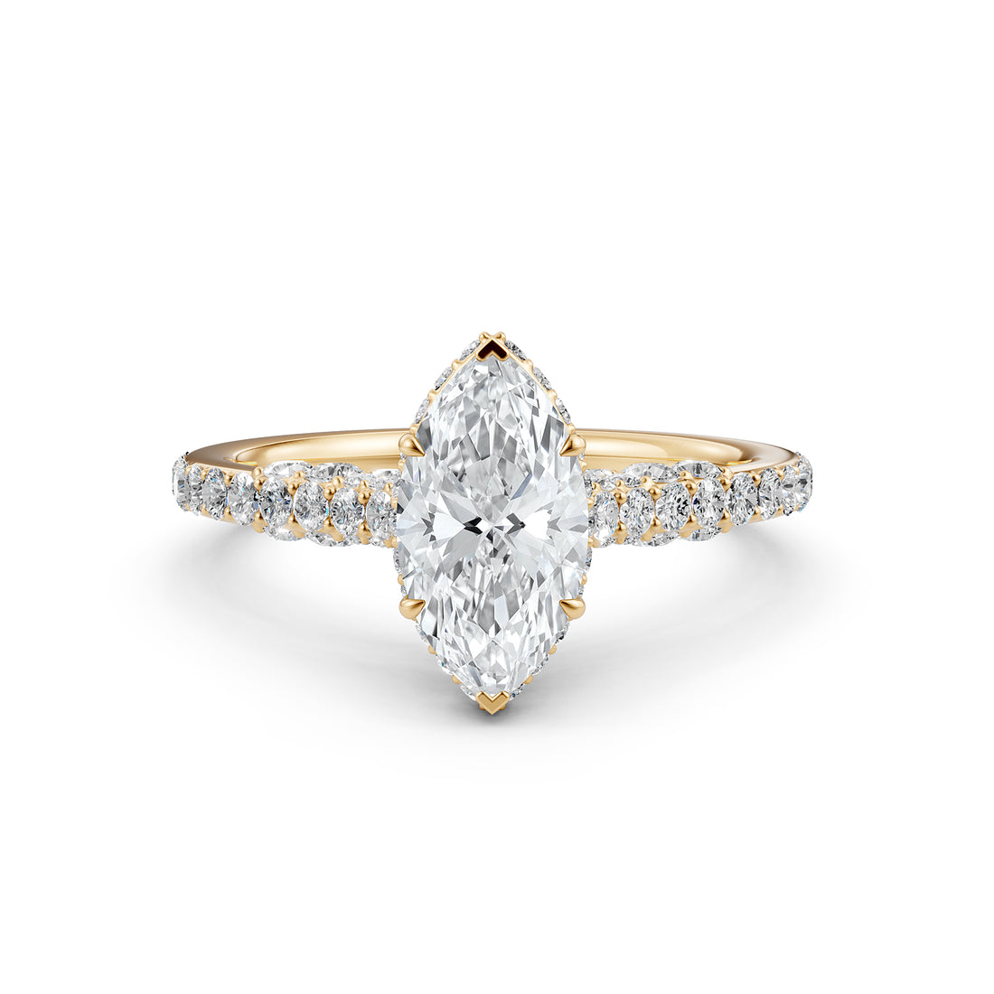 Round Lab Grown Diamond Engagement Pave Set Ring 1.15 Ctw