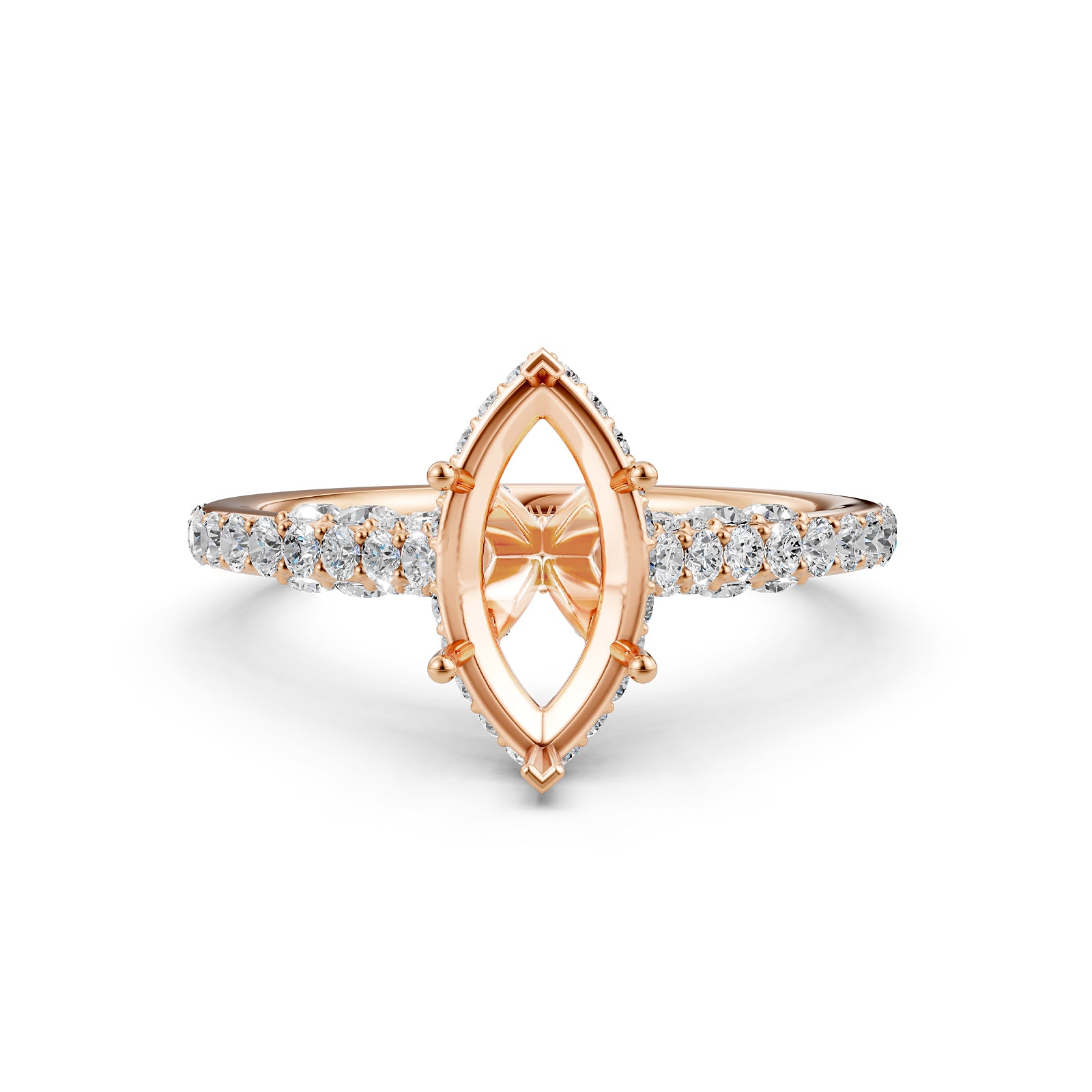 Round Lab Grown Diamond Pave Engagement Ring Semi Mount | 0.65 Ct | R21902R