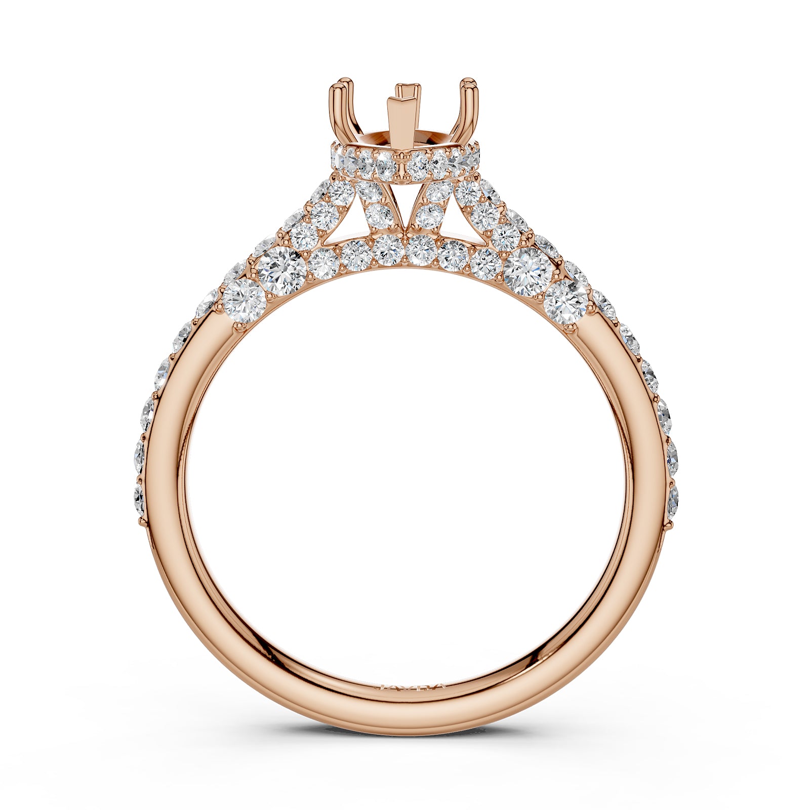 Round Lab Grown Diamond Pave Engagement Ring Semi Mount | 0.65 Ct | R21902R