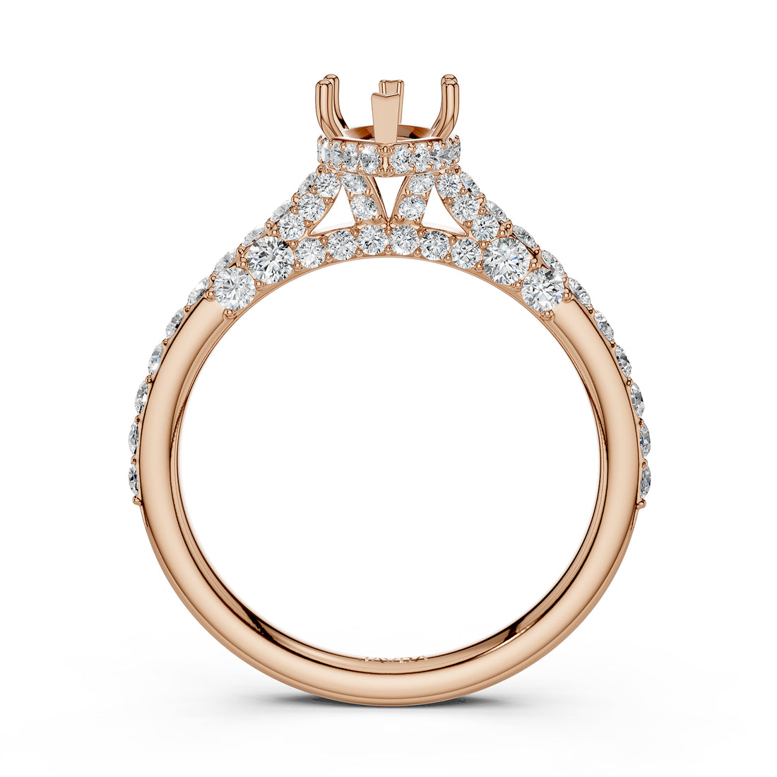 Round Lab Grown Diamond Pave Engagement Ring Semi Mount | 0.65 Ct | R21902R