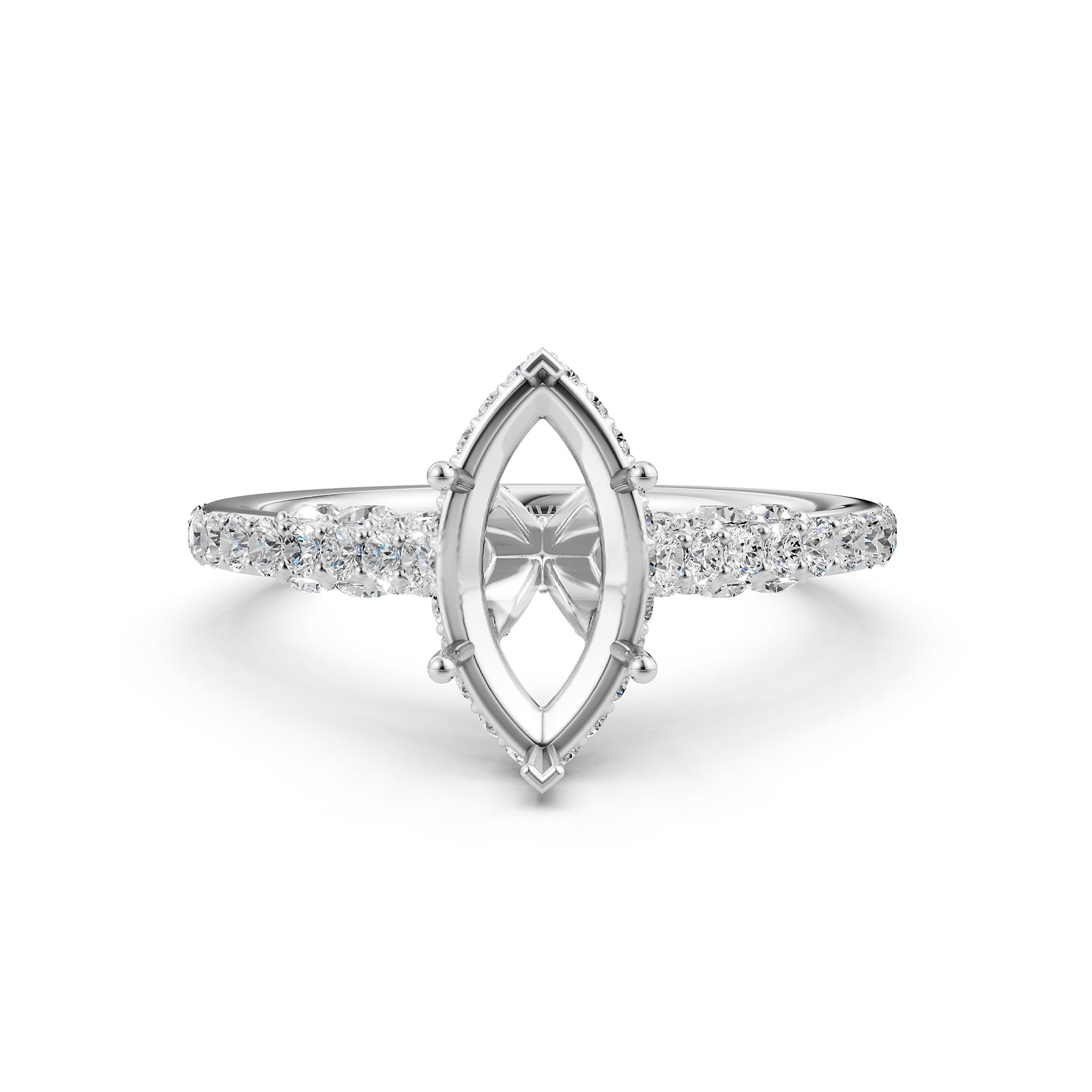 Round Lab Grown Diamond Pave Engagement Ring Semi Mount | 0.65 Ct | R21902R