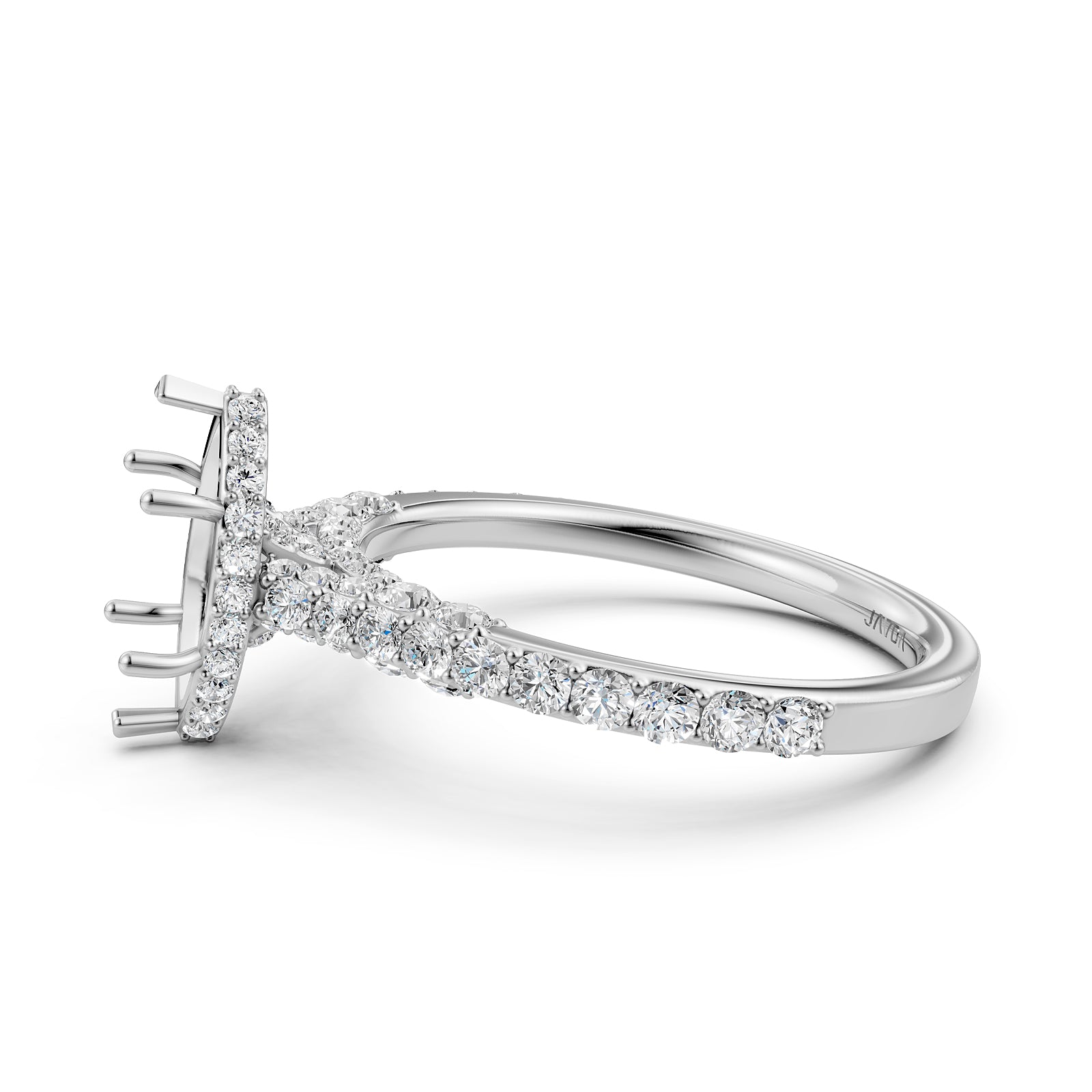 Round Lab Grown Diamond Pave Engagement Ring Semi Mount | 0.65 Ct | R21902R