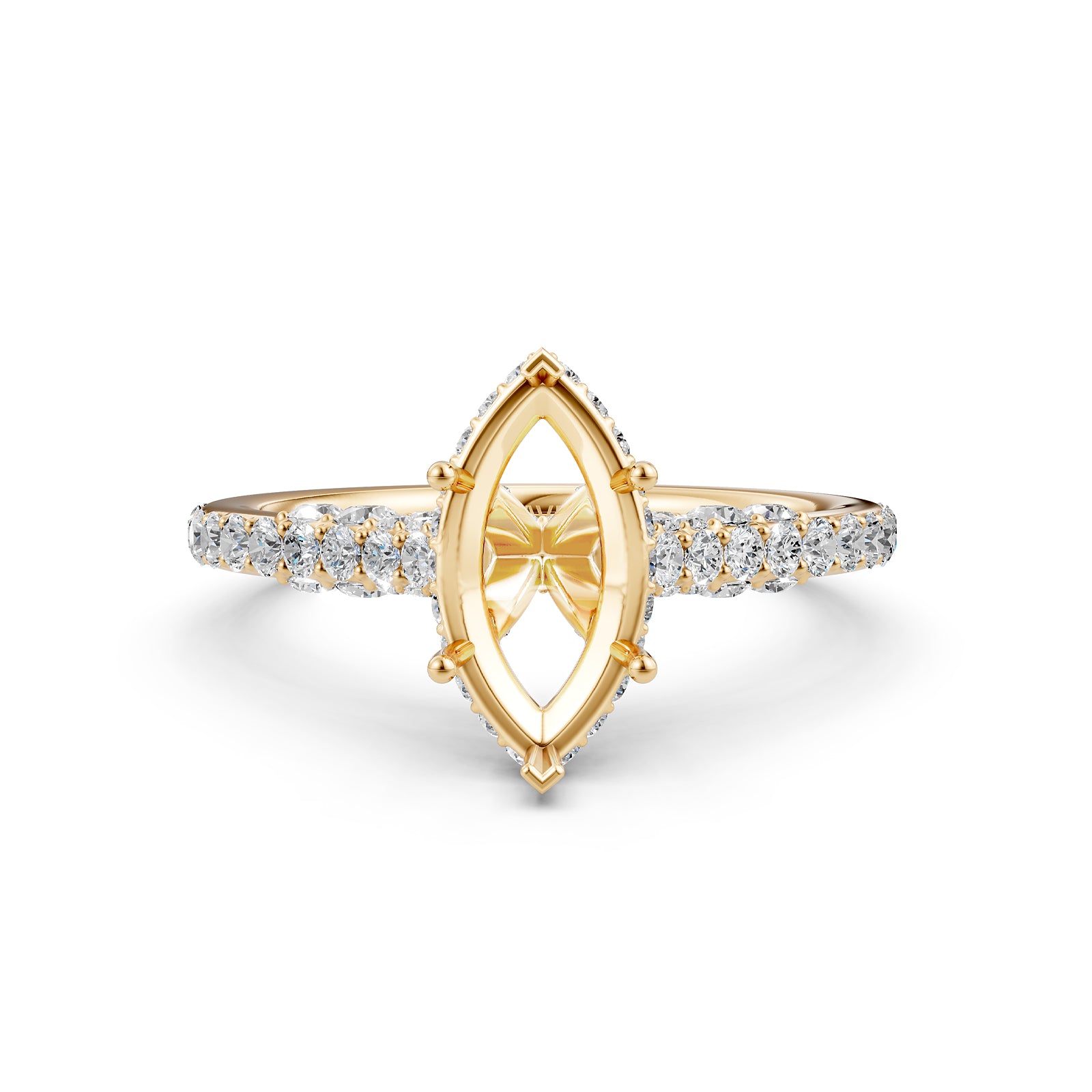 Round Lab Grown Diamond Pave Engagement Ring Semi Mount | 0.65 Ct | R21902R