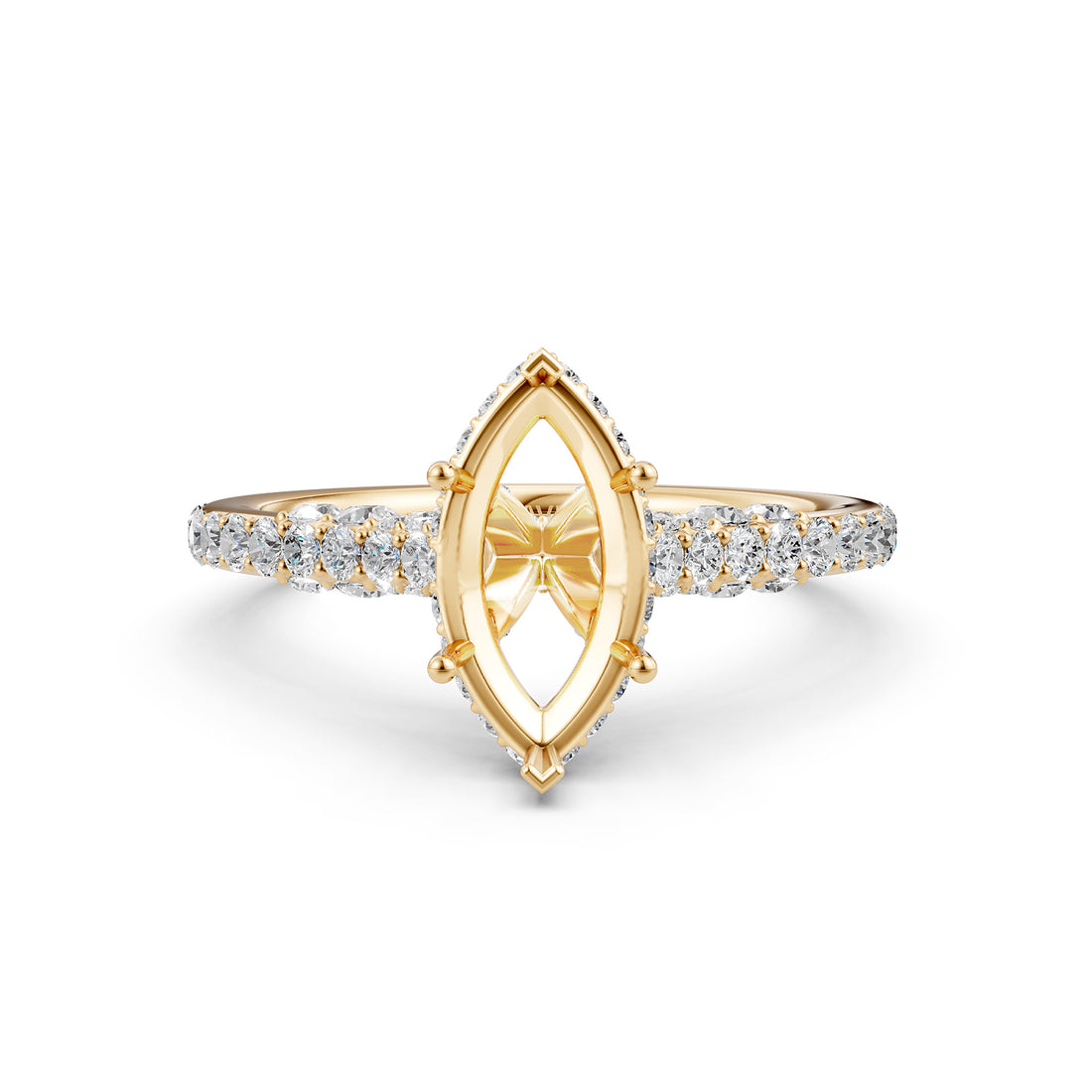 Round Lab Grown Diamond Pave Engagement Ring Semi Mount | 0.65 Ct | R21902R