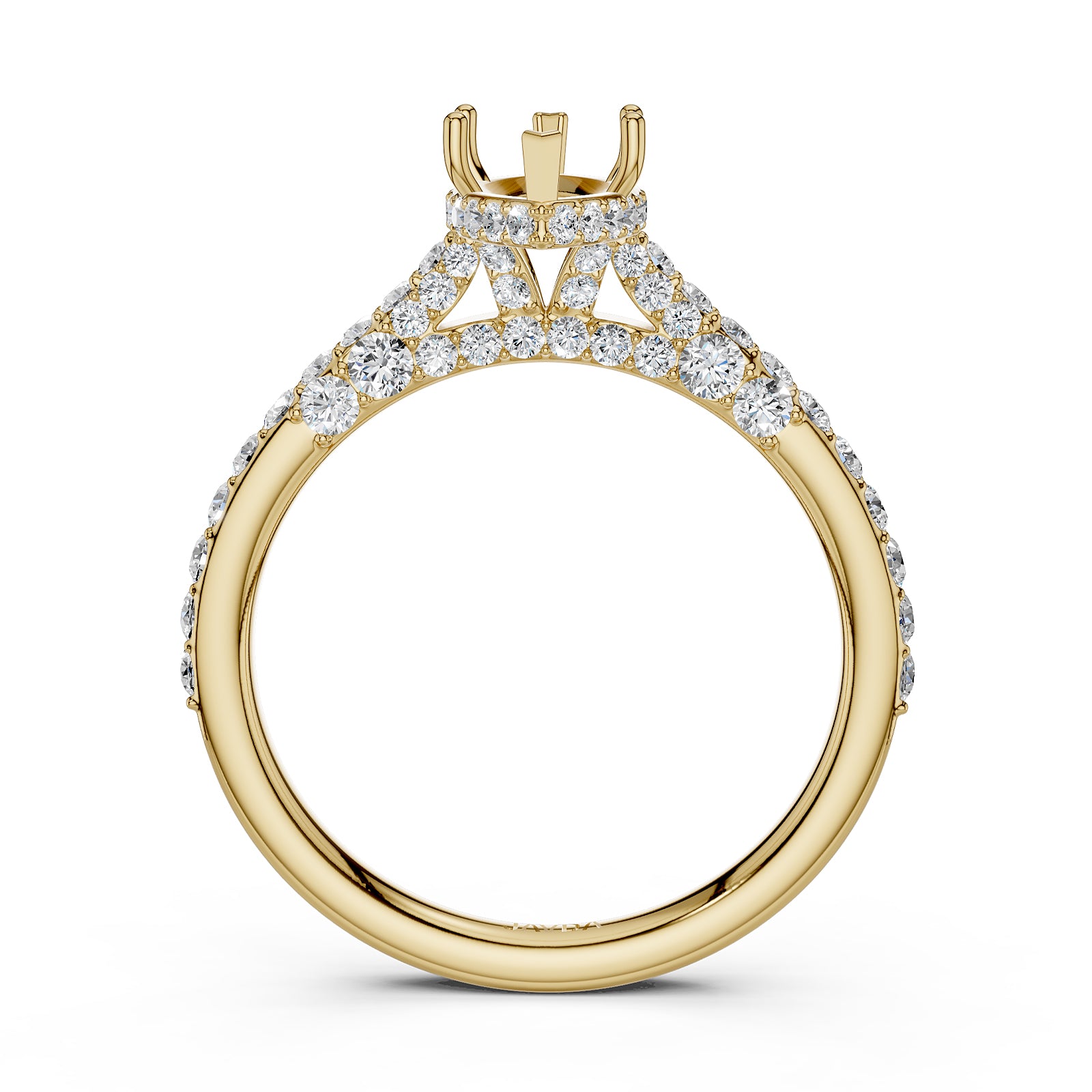 Round Lab Grown Diamond Pave Engagement Ring Semi Mount | 0.65 Ct | R21902R