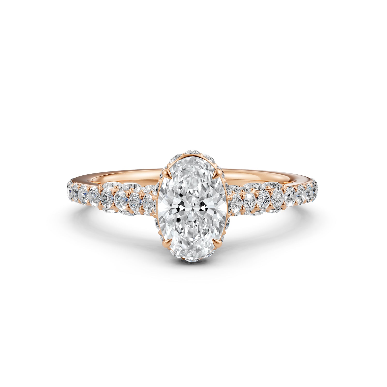 Oval Women's Lab Grown Diamond Engagement Pave Set Ring