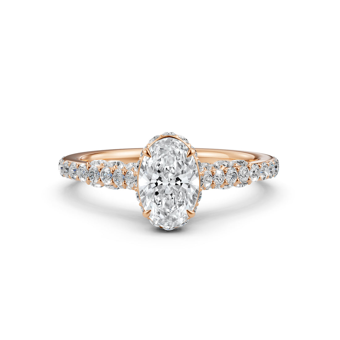Oval Women's Lab Grown Diamond Engagement Pave Set Ring