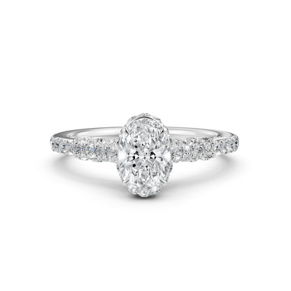 Oval Women's Lab Grown Diamond Engagement Pave Set Ring