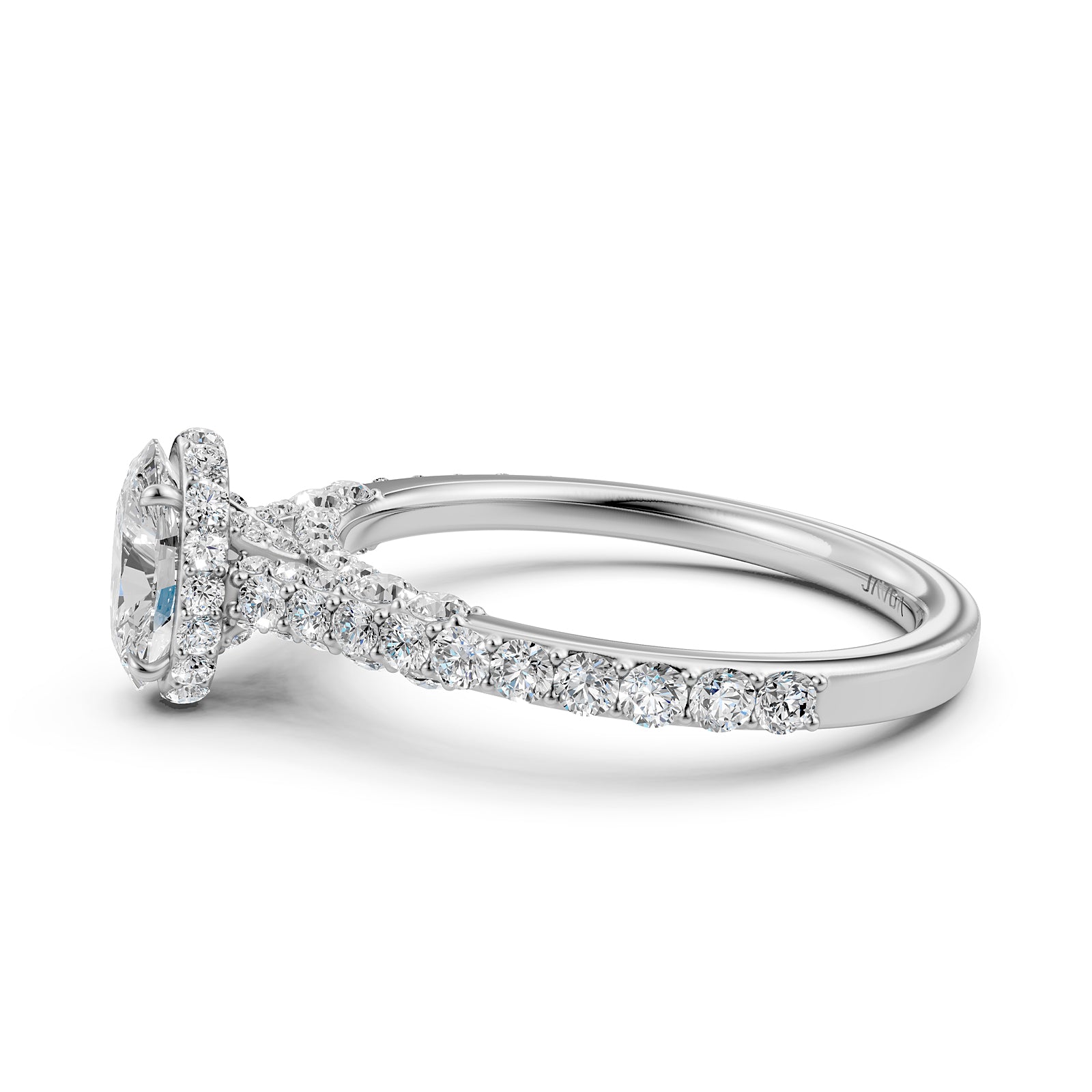 Round Lab Grown Diamond Engagement Pave Set Ring 1.15 Ctw