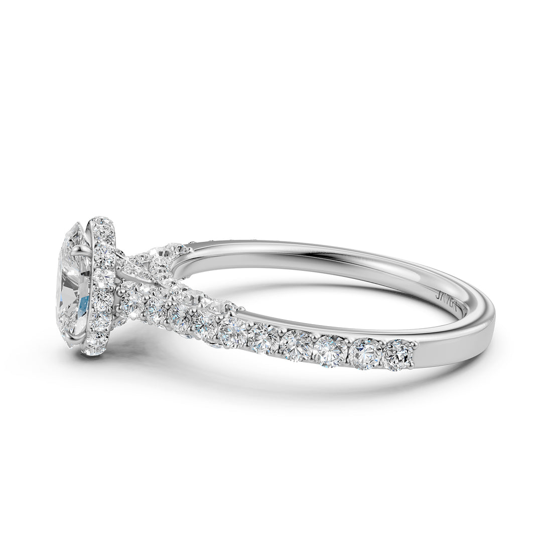 Round Lab Grown Diamond Engagement Pave Set Ring 1.15 Ctw