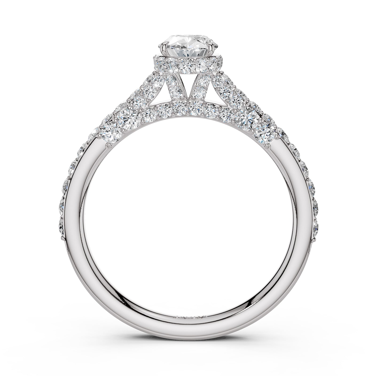 Oval Women's Lab Grown Diamond Engagement Pave Set Ring