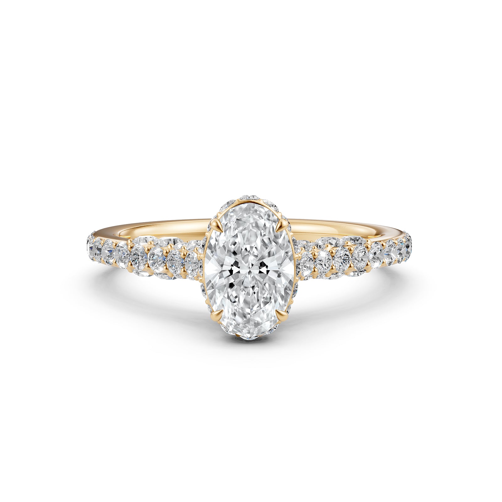 Round Lab Grown Diamond Engagement Pave Set Ring 1.15 Ctw