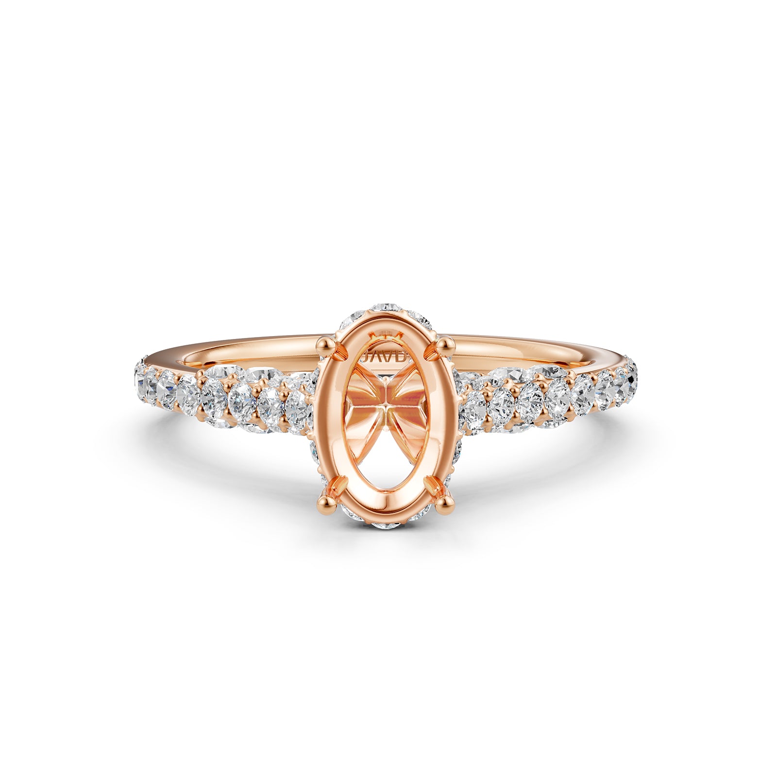 Round Lab Grown Diamond Pave Engagement Ring Semi Mount | 0.65 Ct | R21902R