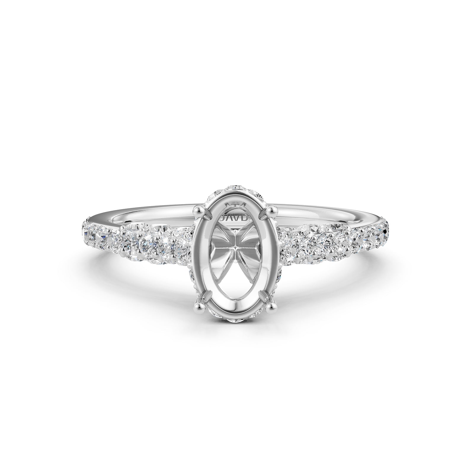 Round Lab Grown Diamond Pave Engagement Ring Semi Mount | 0.65 Ct | R21902R