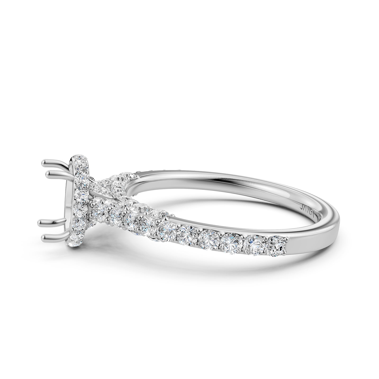 Round Lab Grown Diamond Pave Engagement Ring Semi Mount | 0.65 Ct | R21902R