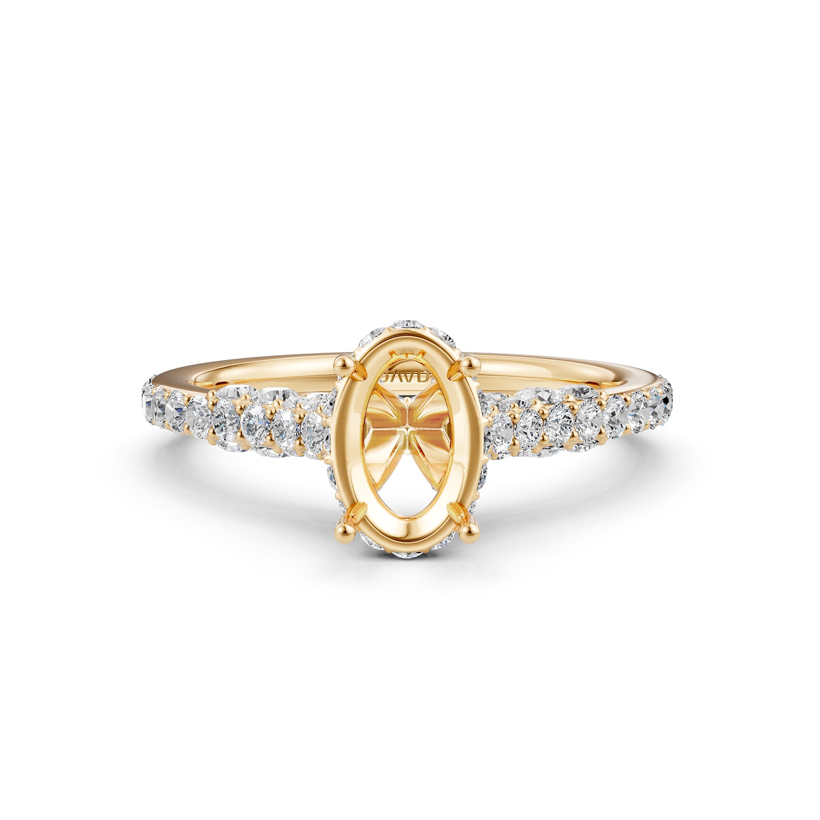 Round Lab Grown Diamond Pave Engagement Ring Semi Mount | 0.65 Ct | R21902R