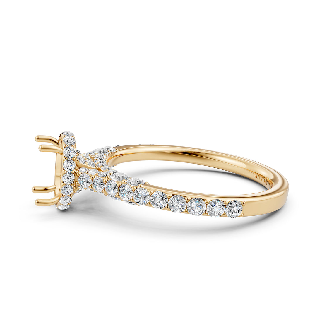 Round Lab Grown Diamond Pave Engagement Ring Semi Mount | 0.65 Ct | R21902R