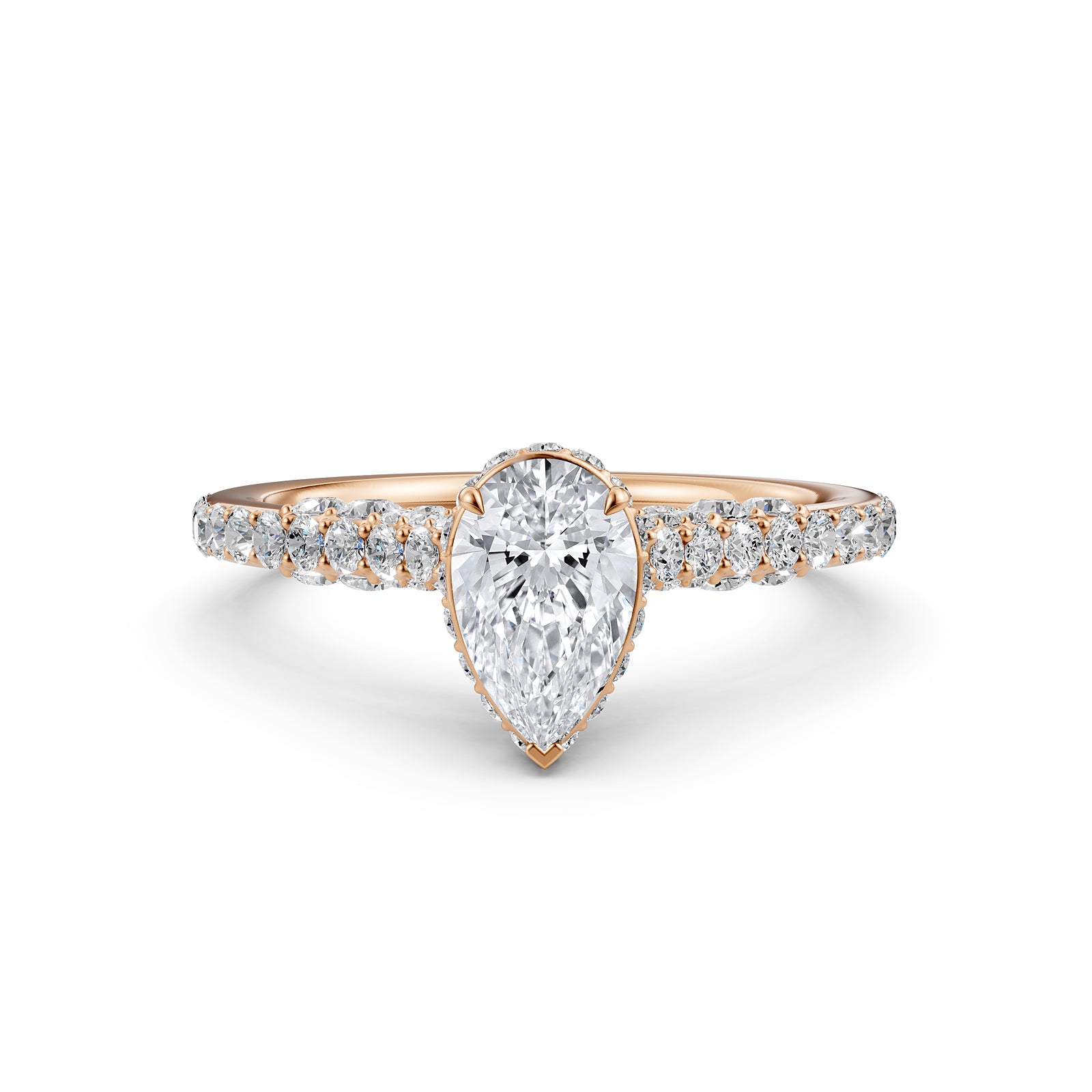Pear Women's Lab Grown Diamond Engagement Pave Set Ring