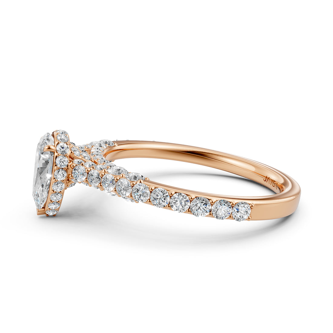 Pear Women's Lab Grown Diamond Engagement Pave Set Ring
