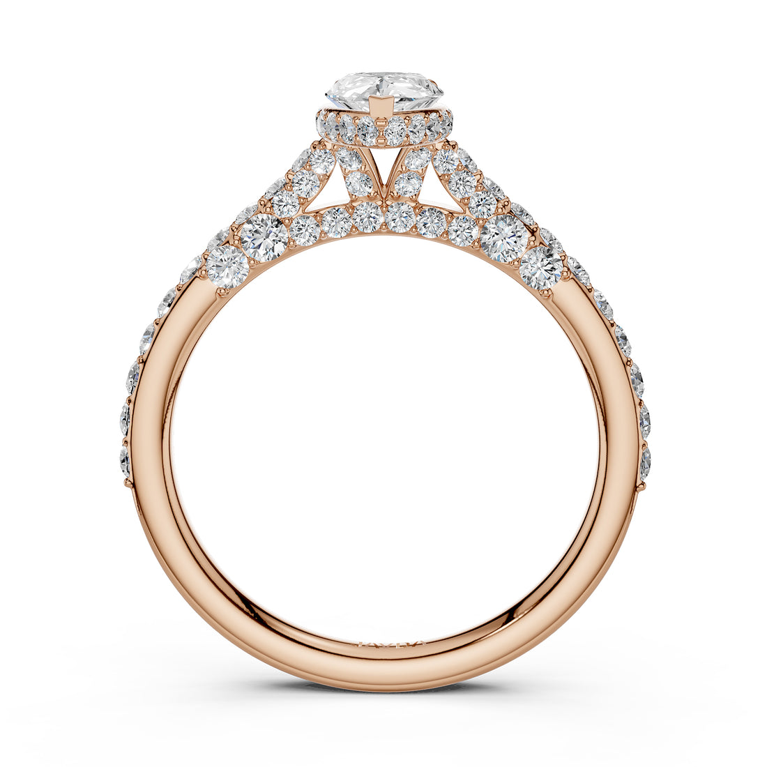 Round Lab Grown Diamond Engagement Pave Set Ring 1.15 Ctw