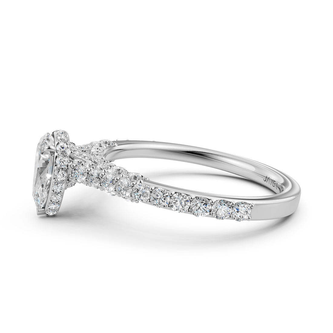 Round Lab Grown Diamond Engagement Pave Set Ring 1.15 Ctw