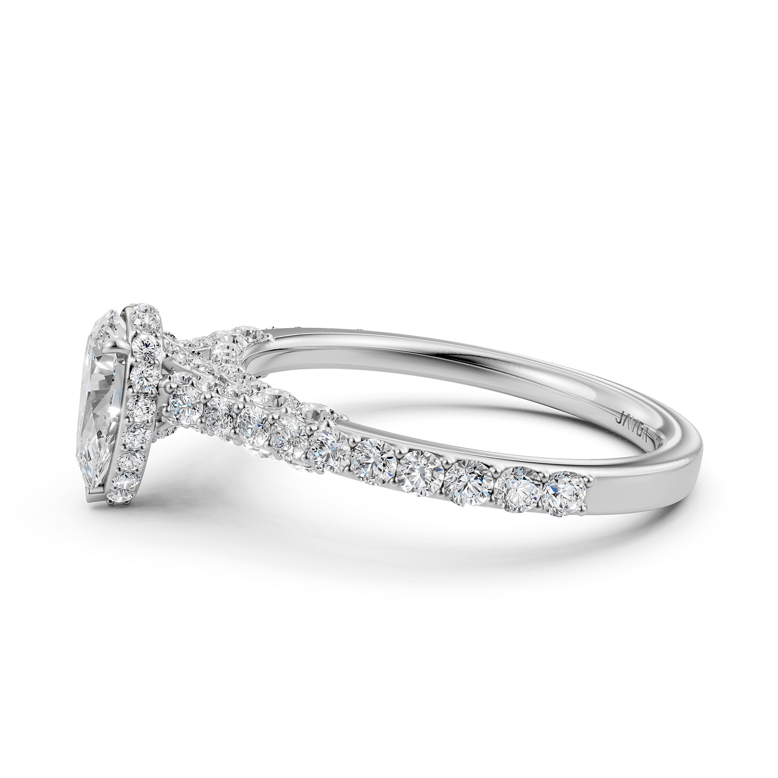 Pear Women's Lab Grown Diamond Engagement Pave Set Ring