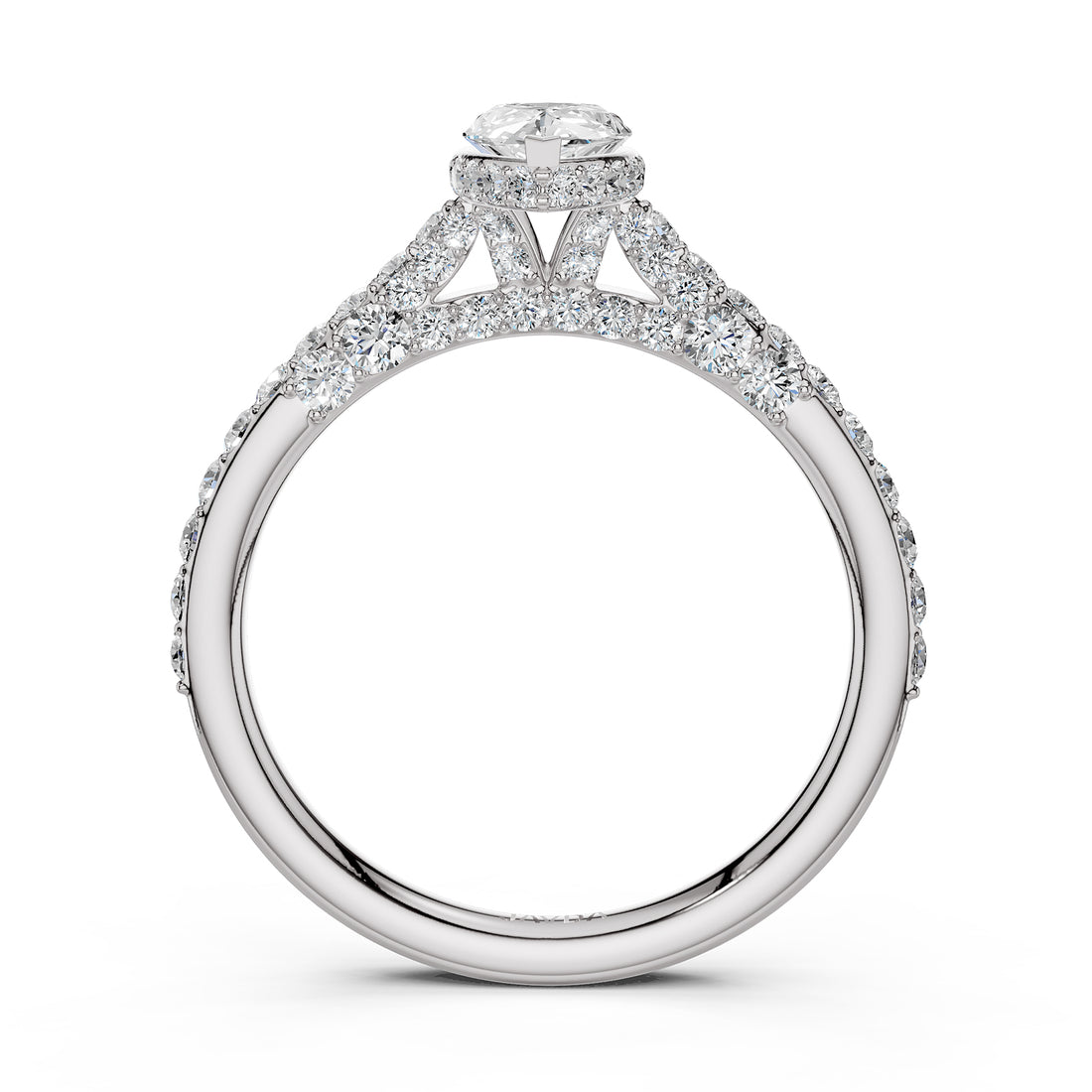 Round Lab Grown Diamond Engagement Pave Set Ring 1.15 Ctw