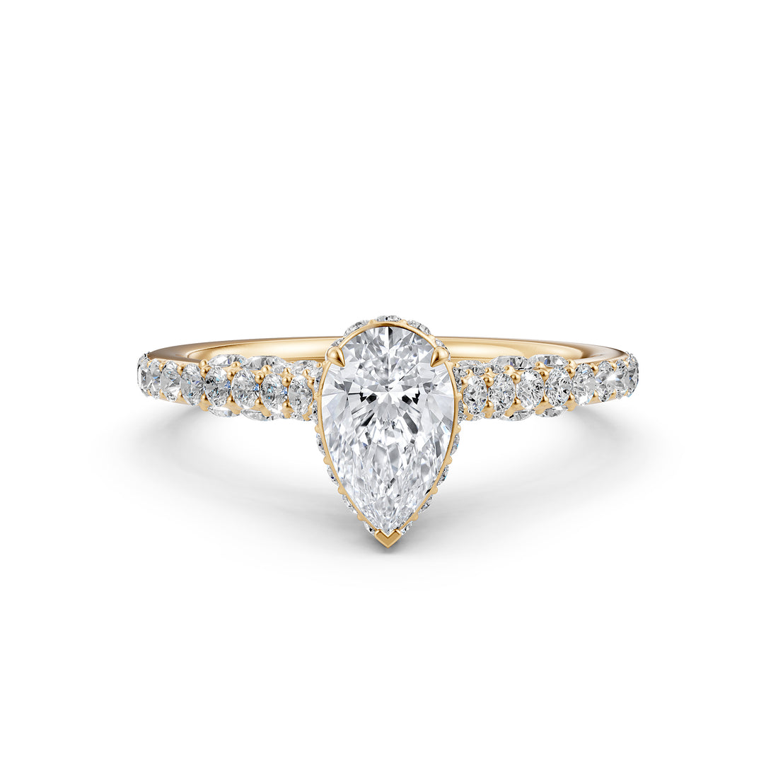 Round Lab Grown Diamond Engagement Pave Set Ring 1.15 Ctw