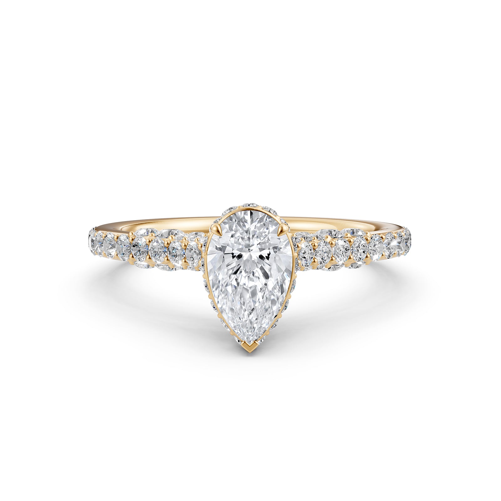 Pear Women's Lab Grown Diamond Engagement Pave Set Ring