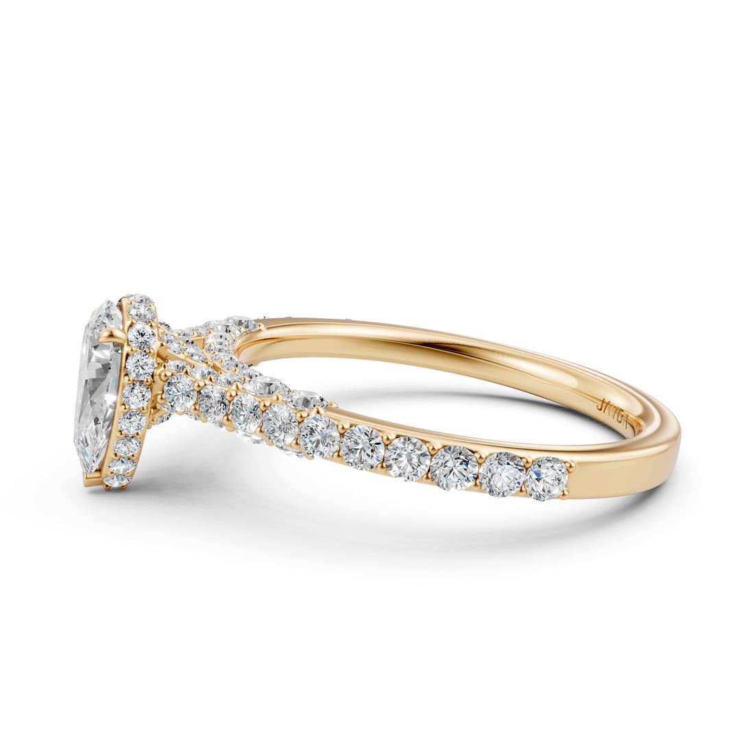 Pear Women's Lab Grown Diamond Engagement Pave Set Ring