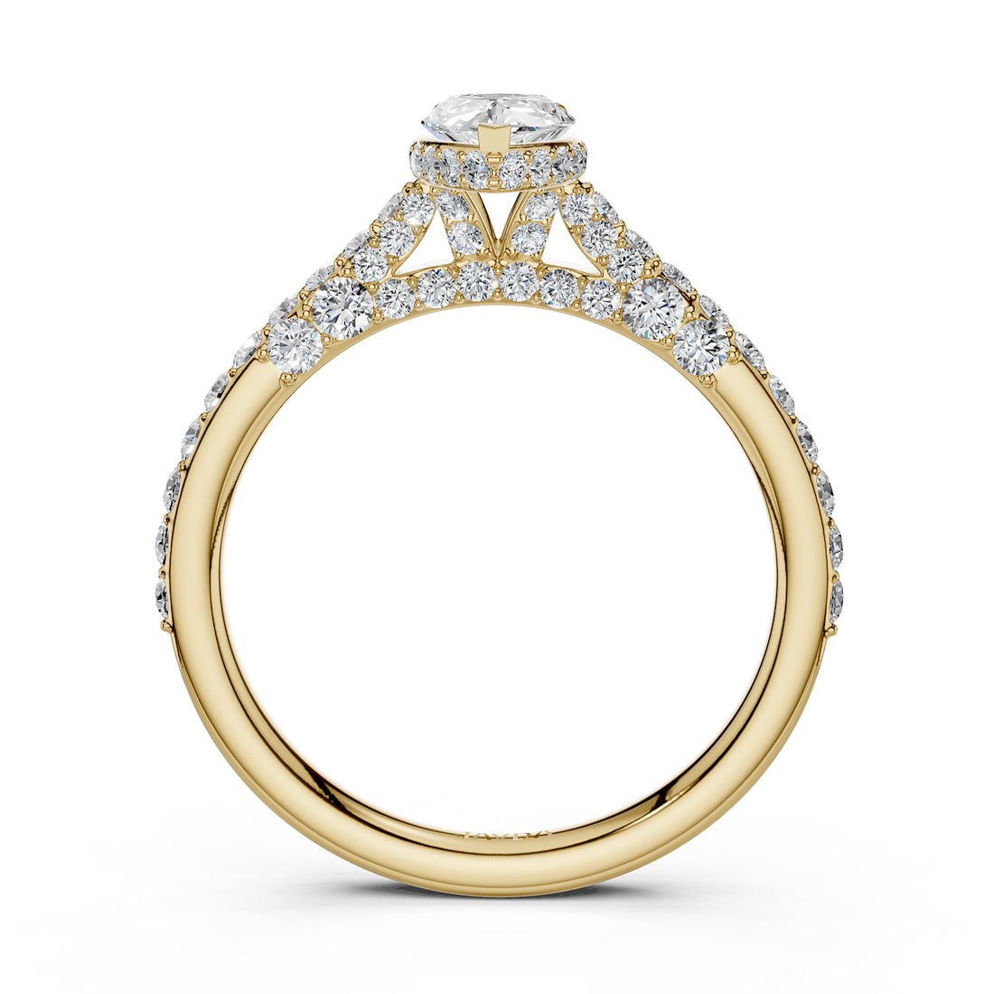 Pear Women's Lab Grown Diamond Engagement Pave Set Ring