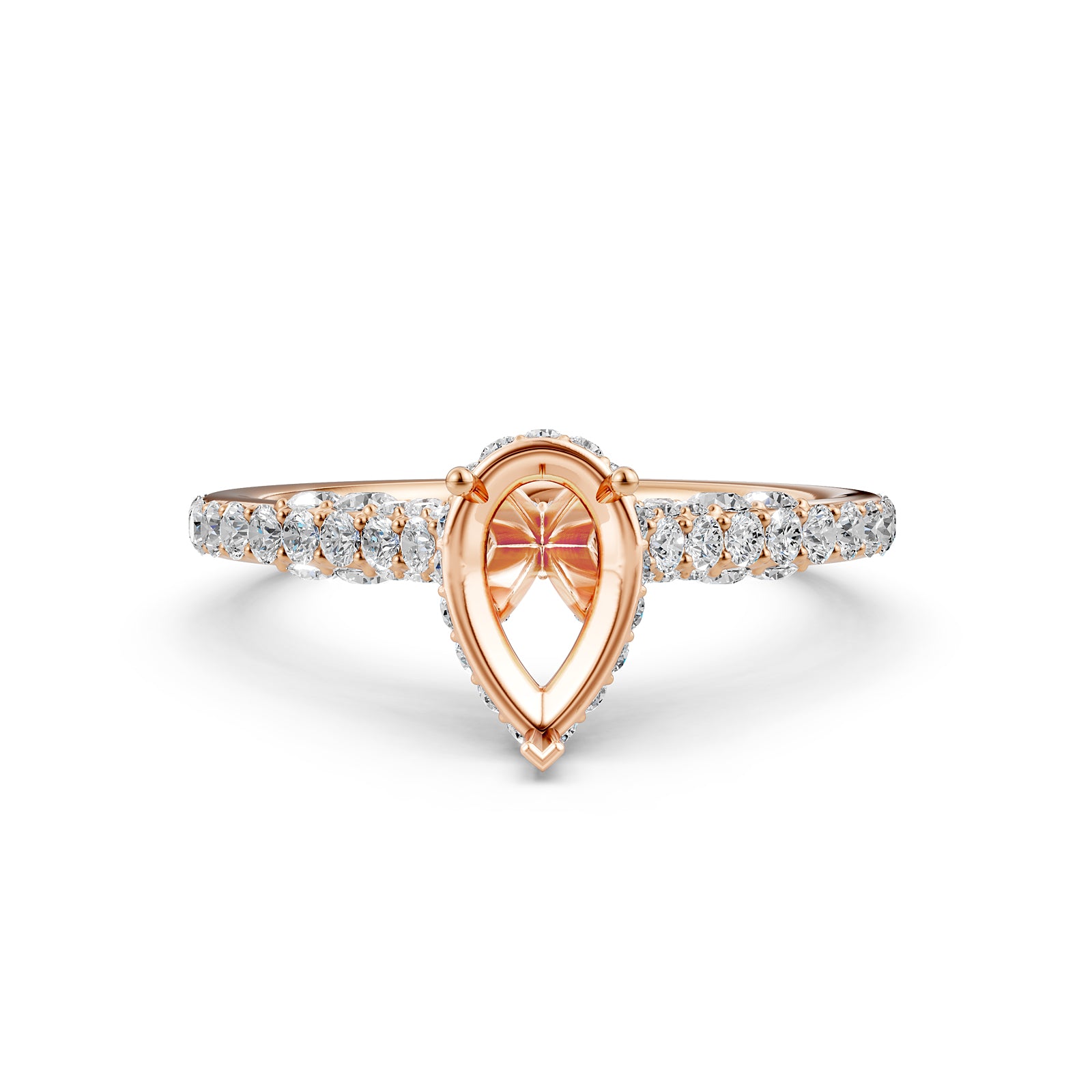 Round Lab Grown Diamond Pave Engagement Ring Semi Mount | 0.65 Ct | R21902R