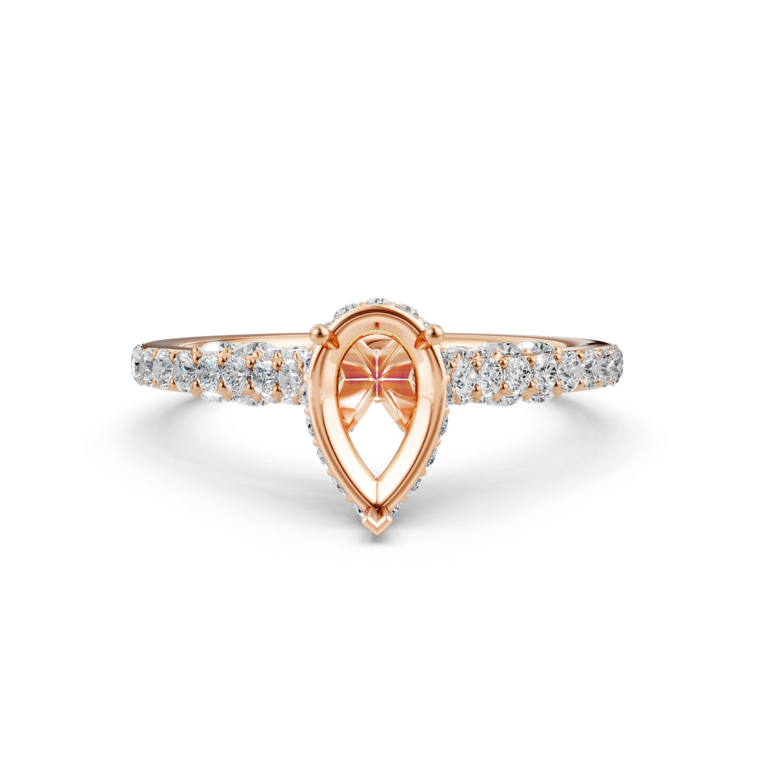 Round Lab Grown Diamond Pave Engagement Ring Semi Mount | 0.65 Ct | R21902R