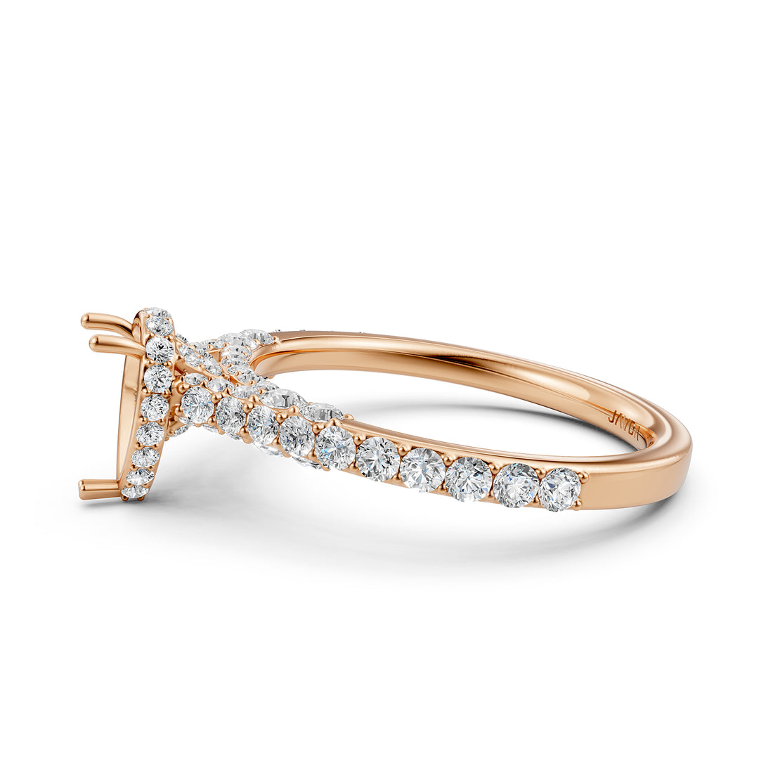 Round Lab Grown Diamond Pave Engagement Ring Semi Mount | 0.65 Ct | R21902R